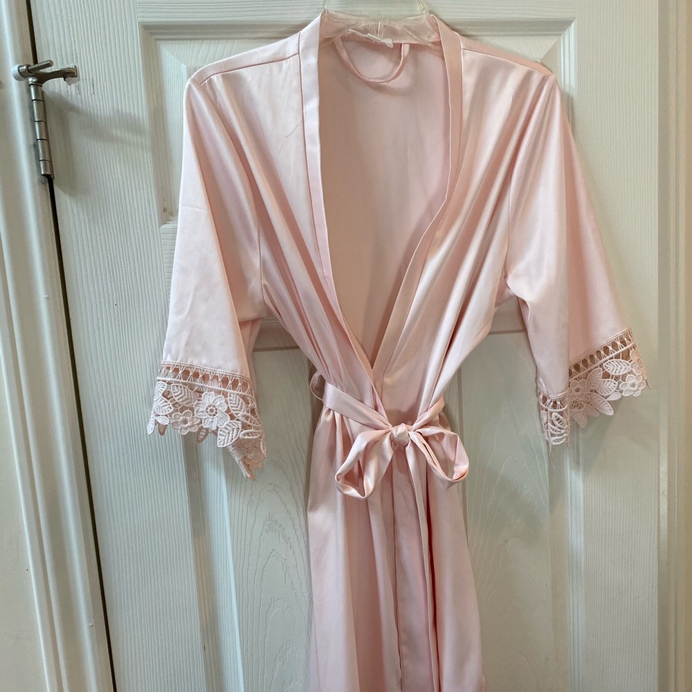 Silk like pink robe.